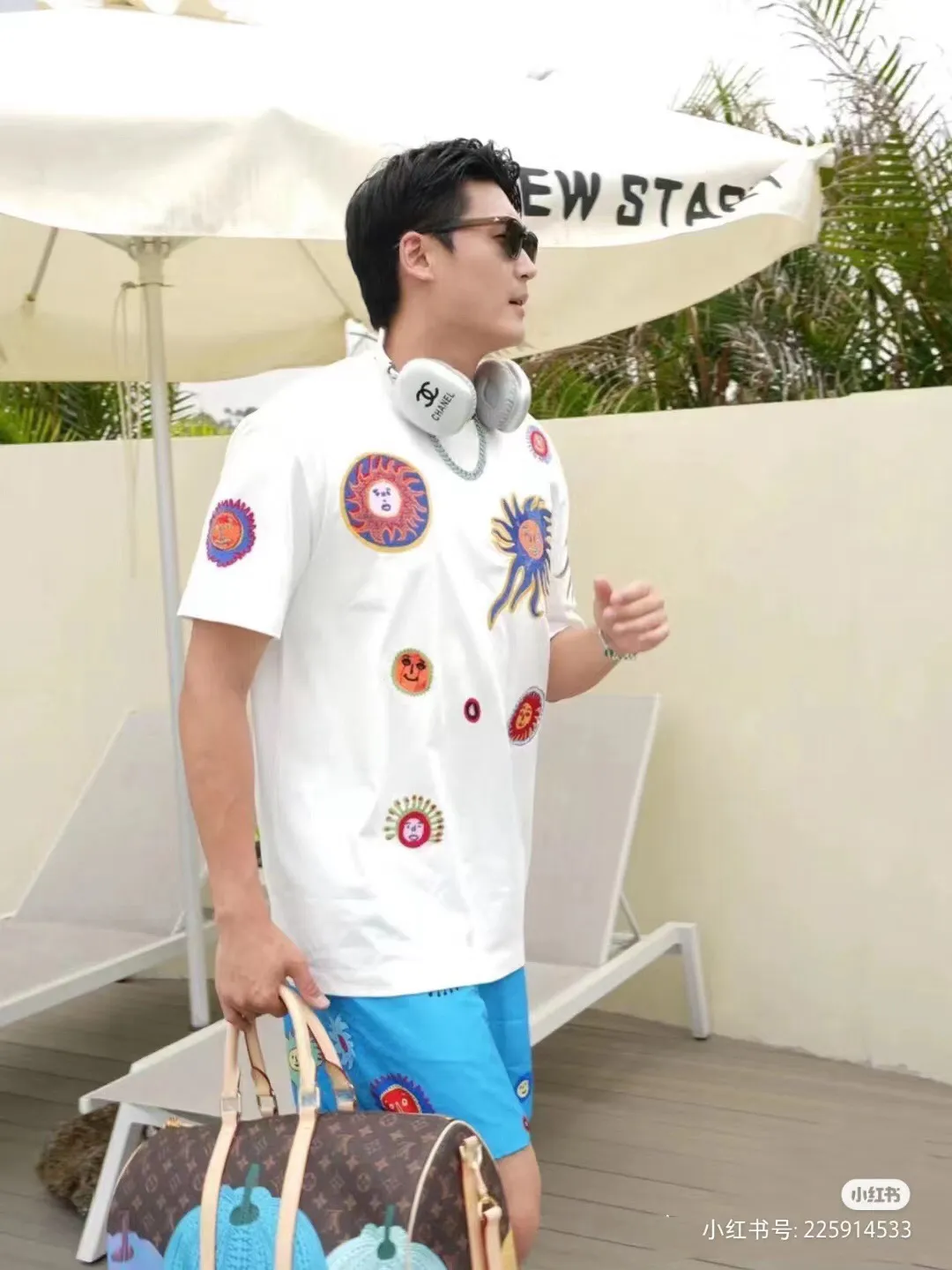 Louis Vuitton/Louis Vuitton sunflower embroidered short sleeves